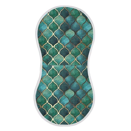 xigua Green Scale Pattern Baby Burp Cloths for Newborn Boys and Girls 4 Pack, Soft & Absorbent Cotton Baby Burp Cloth, Baby Washcloths, Newborn Towel, Burp Rags