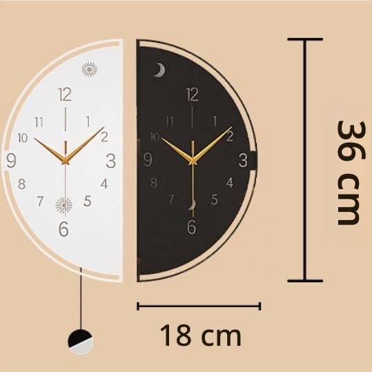 Vnook Reloj de Pared Moderno de Doble Cara, Decorativo a Pilas for Sala de Estar, con luz, for Esquinas de Pared.