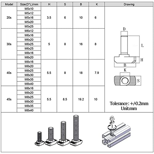 Image of Metric M6 x 30mm Thread T Slot,Drop-in Bolt T-Bolt,Hammer Head Bolt,T Screw Stud for 3030 Series Standard 8mm T-Slot Aluminum Extrusion Profile,Carbon Steel Nickel Plated (3030 Series,40Pcs)