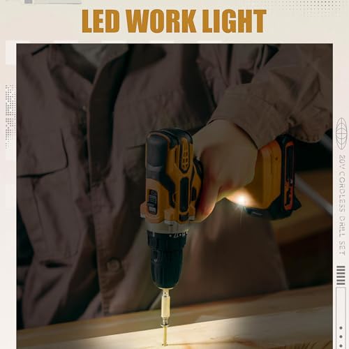 Image of STARQ 21V Li-ion Dual Speed Keyless Chuck Drill|Cordless Drill Driver|Screwdriver with 2 Batteries,LED Torch Variable Speed and Torque Setting (18+1). (With Batteries) (21v-drill kit),Multicolour