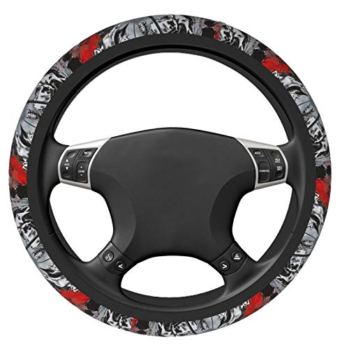 Afro Samurai Car Steering Wheel Covers Accessories Suitable for Most Breathable Anti-Slip Durable Elasticity Steering Wheel Protector Universal 15 Inch Fit Most Sedan SUV