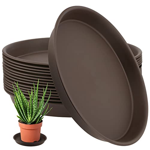 NAMYEUT 15 Stück Kunststoff Blumentopf Untersetzer 30 cm Rund, Pflanzen Untersetzer Braun, Kunststoff Pflanzschalen, Blumentopf Abtropfschale Pflanzenuntertassen für Innen- und Außenbereich