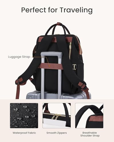 Image of LOVEVOOK Laptop Backpack for Women with Giant Tumbler Holder Pocket, 18 inch Travel Work Bag Purse for Nurse Teacher, Waterproof Casual Daypack Bookbag for College Business