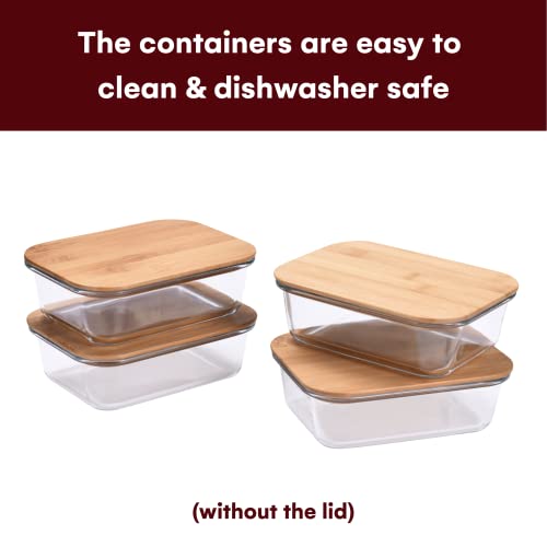 Vdomus Glass Food Storage Containers With Bamboo Lids (Pack Of 4) - Stackable Meal Prep Container - Airtight Glass Food Containers With Lids - Microwave, Dishwasher Safe - Reusable Glass Lunchbox Pack - 36 Oz " #TOP2