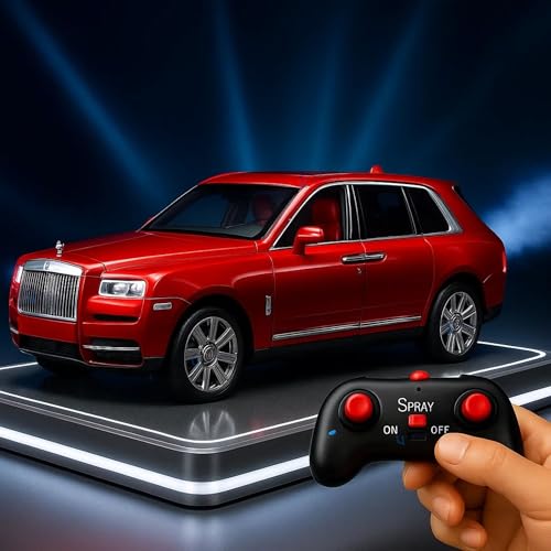Image of GRAPHENE 1:22 Scale Diecast Metal Smoke Car Rolls-Royace Cullinan RC Car Openable Door Light & Spray Effect Model Remote Control Toy Car Gifts Mist Toys for 3-10 Years Kids Boy Girl