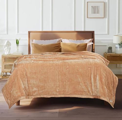 Image of ABRAZO Reversible Mink Blanket for Winter & AC | Double Bed 220x240 cm Soft & Warm Blanket /Dohar /Quilt /Comforter | All Season Use | (Beige)