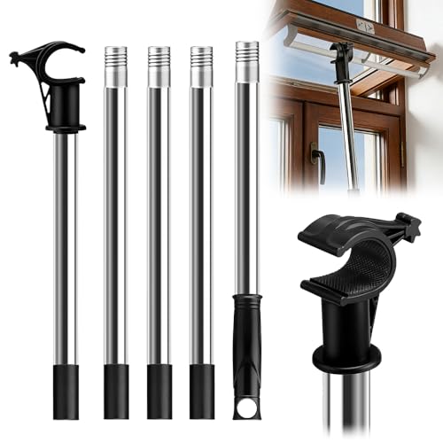 NAVESO Canne Telescopique pour Stores et Fenêtres De Toit,Perche Telescopique ConçU pour Contrôler Les Lucarnes,Extensible Jusqu'à 186 cm,Perche Pour Fenêtres De Toit et Stores