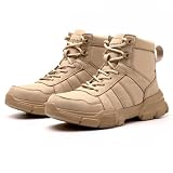 Buty ochronne lekkie buty ze stalowymi noskami mężczyźni kobiety wygodne buty robocze buty, Khaki, 12.5 UK