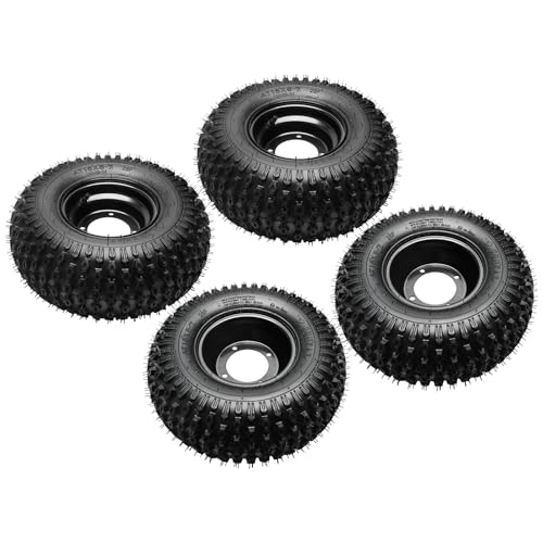 4pcs 7 inch Tubeless Wheels 4 Lug Wheel 110mm Bolt Pattern 16x8-7 ATV Wheel Tires Rims 200/55-7 16x8.00-7 16x8x7 Go-Kart Tires 4 PR for Taotao Buggy Quad Bike Golf Cart Mini Bike Off Road 4PR