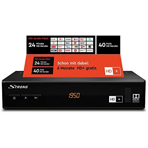 STRONG SRT 7806 HD Satelliten Receiver für HD Plus inkl. HD+ Karte DVB-S2 Full HD (HDTV, HDMI, LAN, SCART, USB) schwarz Cover