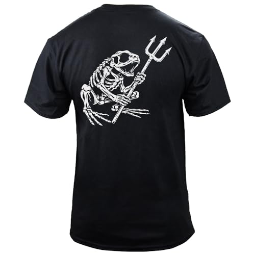 Bone Frog LLTB Tri-Blend Shirt - US Navy Special Forces Veteran Tee - Patriotic Honor Fallen Frogmen Seal Apparel (US, Alpha, Large, Regular, Regular, Black)