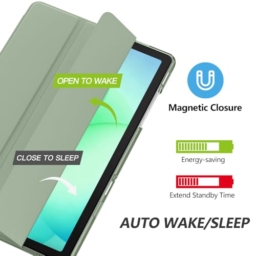 Image of MoKo for Samsung Galaxy Tab A11 Plus / A11+ Case 11 Inch 2026, Galaxy Tab A9 Plus / A9+ Case 11 Inch 2024, Slim Stand Hard PC Translucent Back Shell Smart Cover, Auto Wake /Sleep, Sage Green
