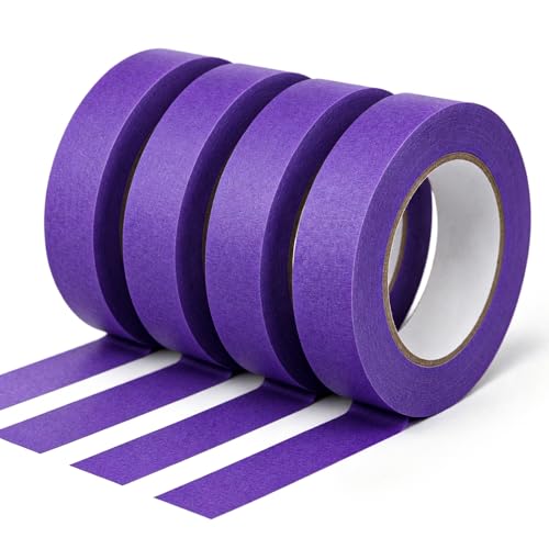 NEOACT 4 Pack Purple Painters Tape 1 inch x 360FT Total Medium Adhesive Multi-Surface Masking Tape for Walls Painting Labeling DIY Crafting Decoration Art Projects