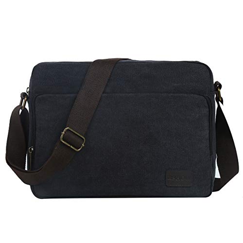 Eshow Men's Messenger Bag Canvas Shoulder Bag for Men Crossbody Work Bag Vintage Business Casual Bag Fits for 14-inch Laptop