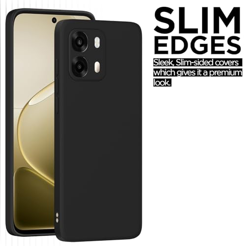 Image of Outlouders Back Cover for Oppo A6 Pro 5G | Camera Protection | Durable Soft Matte Silicone Bumper Case (Black)