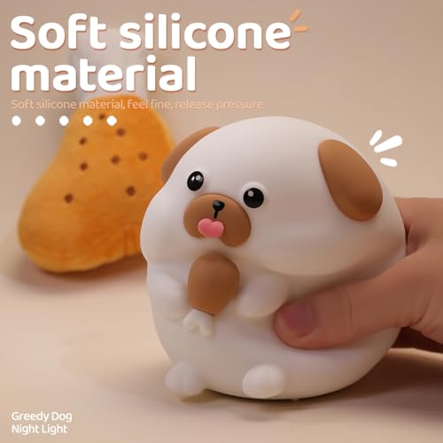 Image of S NMT Cute Dog Silicone Night Light 7 Colors Changeable 3 Brightness Rechargeable Timing Sleeping Lamp Kawaii Cordless Night Lights for Kids Room Decor