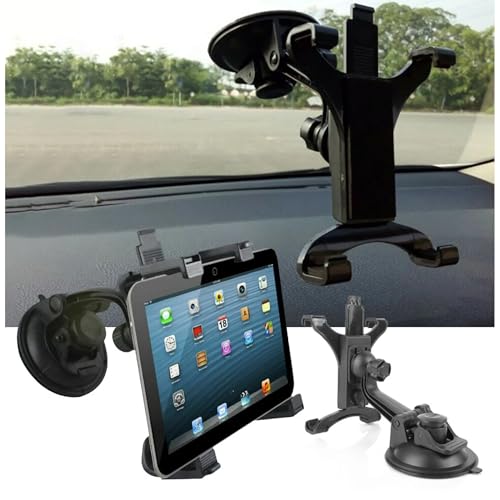 Image of Car Dashboard & Windshield Tablet Mount Holder | 360 Adjustable Suction Cup Stand for iPad, GPS & Tablets 7-11 Inch | Universal Tablet Holder for Car, SUV & Truck | Strong Grip & Washable Gel Pad