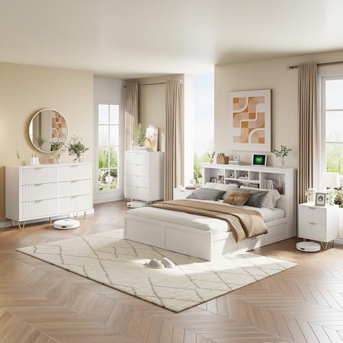 Cómoda armario para dormitorio y sala de estar con tiradores de metal 4