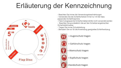 Fächerscheiben 125mm | Korn 40 | Lamellenscheiben aus Zirkonkorund | Blau | Für 125mm Winkelschleifer | Metall & Edelstahl Bearbeiten, Hohe Standzeit, 2 Scheiben Set