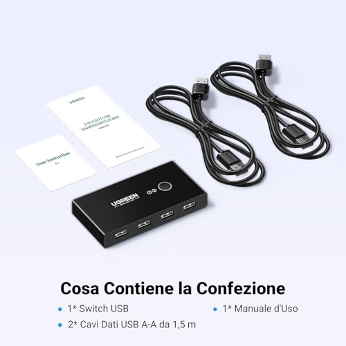 4 Porte USB 2.0 Switch per 2 PC, 2 in 4 Out Commutatore per Mouse, Tastiera, Scanner, Stampante, Chiavetta, Hard Drive Compatibile con Windows, Mac OS 8.6 e Superiori, 2 Cavi 2.0 - Hub USB - Immagine 7