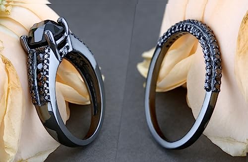 Dazzlingrock Collection Round Black Diamond Engagement Ring Band Set for Women (3.2 ctw, Color Black, Clarity Opaque) in Black Plated Sterling Silver3