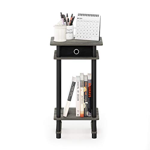 Image of Furinno Turn-N-Tube Tall End Table, French Oak Grey /Black /Black