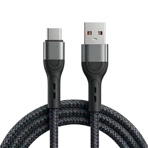 Image of USB to Type C Charging Cable, Fast Charge & High-Speed Data Transfer, Strong & Tangle-Free Black Cable for Android Smartphones (Samsung, Redmi, Realme, OnePlus) (Free Cable Protector)