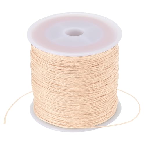 PATIKIL 0.8mm x 109 Yard Nylon Satin Cord, Nylon Beading String Knotting Cord Chain Braided Rope for Bracelets Jewelry Trim Chinese Knot Beige-Red