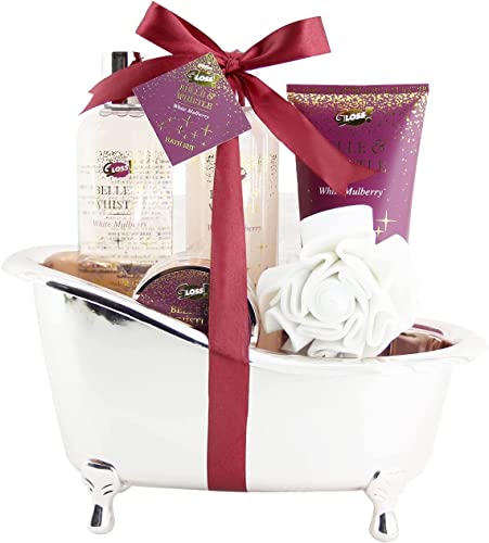 GLOSS! | Set de Baño de Mujer | Set Baño 5 piezas | Perfume de Mora | Cesta de belleza, Cura y Bienestar | Idea Originale per mujer, Compleanno