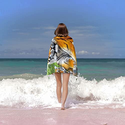 Jagfhhs Tiger Beach Towel Forest Tiger Beach Towels For Travel, Quick Dry Towel For Swimmers Sand Proof Beach Towels For Women Men Cool Pool Towels Beach Accessories Super Absorbent Towel #TOP5
