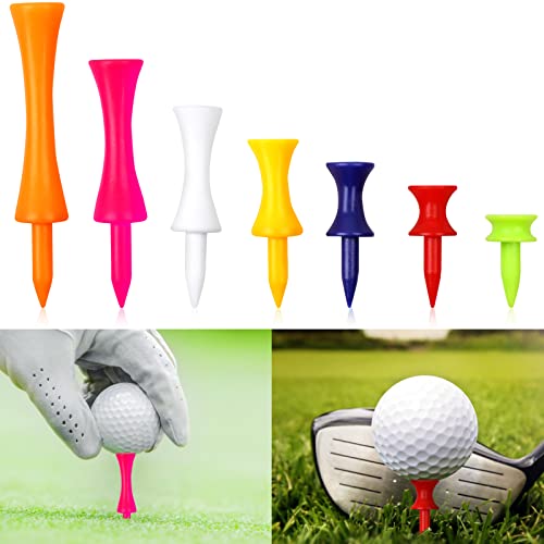 Weysoo Golf Tees Plastic 70 Pcs Mixed Sizes Castle Golf Tees Durable Winter Golf Tees Small Castle Tees in Multiple Colors(25mm 32mm 39mm 45mm 51mm 59mm 70mm)