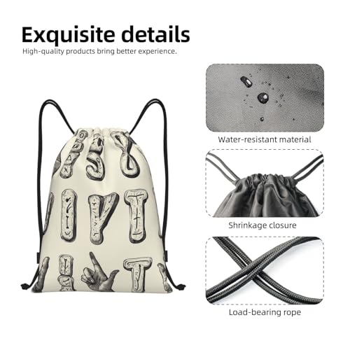 Drawstring Backpack Sports Gym Bags Draw String Bag for Women Men Sign Language Alphabet Drawstring Bags Sackpack3