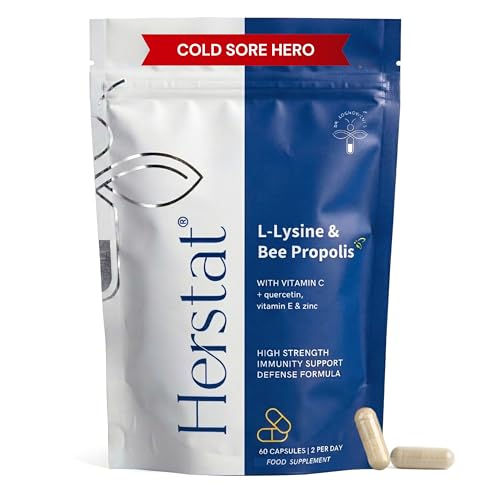 Herstat L-Lysine & Propolis | Advanced Lip Health & Immune Support | High Strength Formula with Quercetin Vitamin C Vitamin E & Zinc
