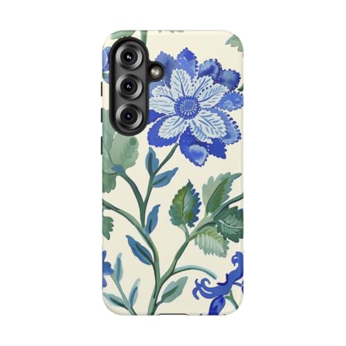 Coque mate aquarelle bleu premium pour Samsung S25 Plus rigide