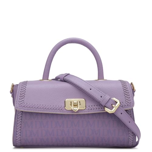 Image of Da Milano Leather Satchel Bag for Women - Purple