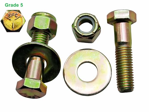 Image of 5 /8 inch x 2-1 /2 inch Hex Head Bolt by Color Galvanization with Nylon Lock nut and Large Size Washer Assortment Kit,Alloy Steel,Grade 5.(4pcs Pack). by Metalsuberg