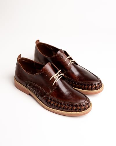 Mexico en la Piel Handmade Leather Huarache Oxford Shoes for Men with Lace-Up Design, Shedron Color, Comfortable Fit, Breathable and Lightweight, US Size 7-12 US2