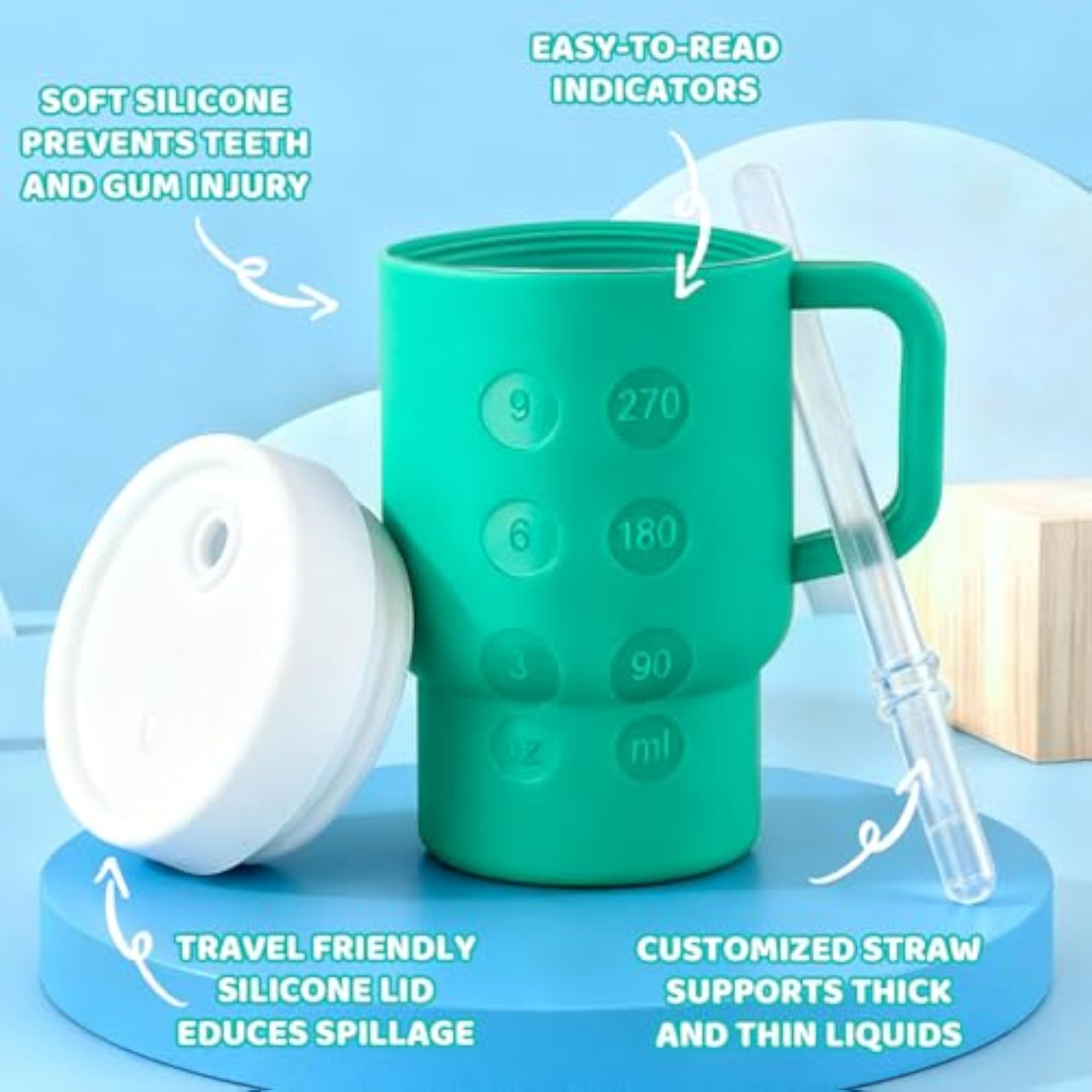Kids Silicone Mini Tumbler with Handle and Straw, Toddler Friendly