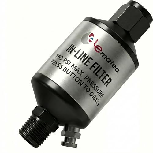 LE LEMATEC Air Compressor Water Separator - 1/4' NPT Inline Filter & Air Line Water Separator for Air Compressor, Moisture Trap Paint Gun Filter for Pneumatic Tools & Plasma Cutters, AI303