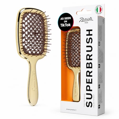 Cepillo Super Brush Janeke con almohadilla marrón y base ventilada que acelera el secado