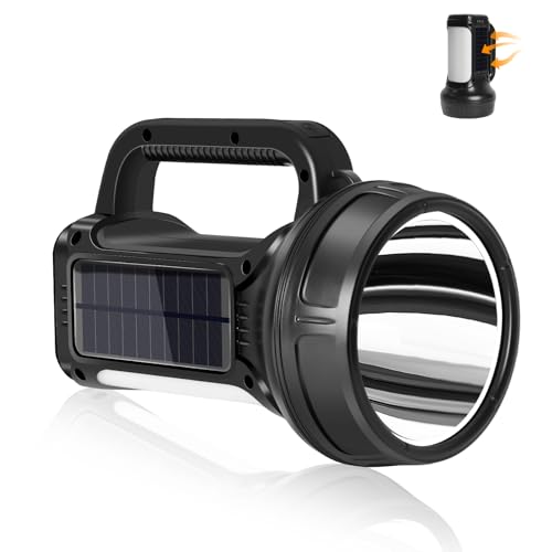 ERAY LED Taschenlampe 1500 Lumen mit Solarpanel, Handscheinwerfer 6500mAh Wiederaufladbar, 6 Modi, IPX4 Wasserdicht, Starke Flashlight Handlampe für...