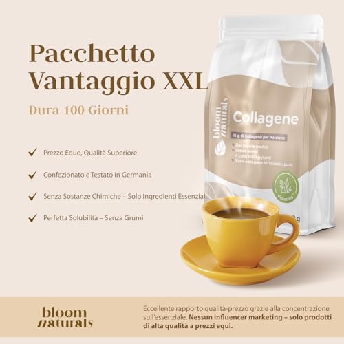 Collagene Idrolizzato In Polvere 1500 G (1,5 Kg) – 20 G Per Porzione – Gusto Neutro – Peptidi Di Collagene Tipo 1 E 3 - Colageno Hidrolizado - Collagen Peptides Powder - Prodotto In Germania - 3