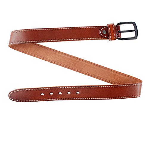 Mens Belt Natural Leather Belts for Men Hard Metal Matte Black Pin Buckle Real Leather Belt (Color : A, Size : 115cm) (B 105cm)3