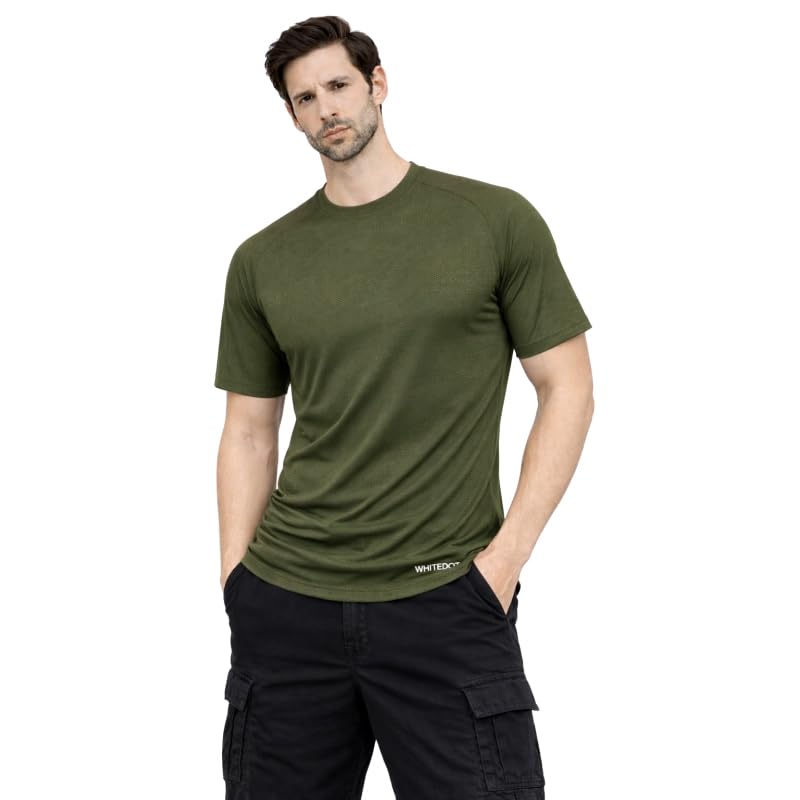 Whitedot Flexfit 2.0 Round Neck Dry Fit T-Shirt for Men – Gym, Sports & Workout Tee, Regular Fit, Military Green, Large - 42-image-15