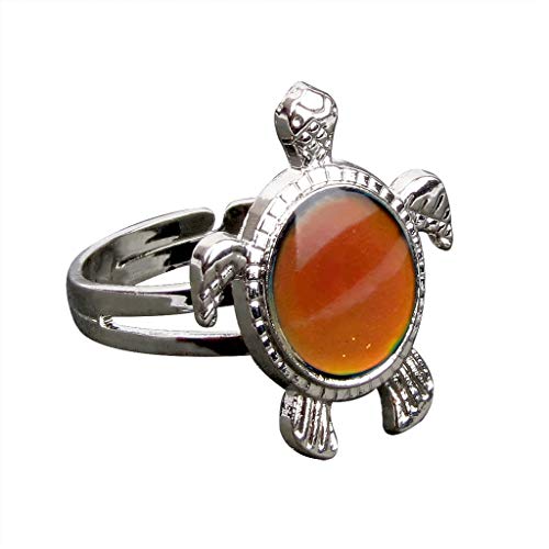 PULABO Stimmungsring, Schildkröte, Emotion-Gefühl, Farbwechselring, verstellbar, Weiß, Ring, Geschenk