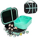 Dude Perfect Lunch Box with Rare Charms | Leak Proof Bento Box with Snap Tight Lid | Removable Inner Tray and Adjustable Divider | NOGGZ for Custom Carry Strap | 3 Compartments | Sports Kids | Black