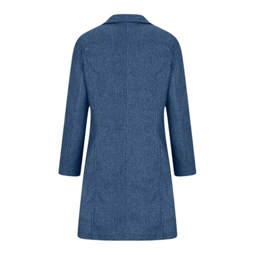 Celanisai Abrigo de invierno para mujer elegante abrigo de lana largo gabardina manga larga solapa chaqueta de invierno cortavientos una hilera chaqueta de punto chaqueta color sólido invierno cálida - imagen 6