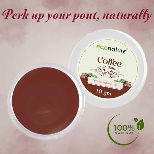 Image of Econature Herbals Madhuadhar Coffee Lip Balm with Beetroot, Natural Moisturizer for Dry and Chapped Lips, Dark Lip Lightening, 10g