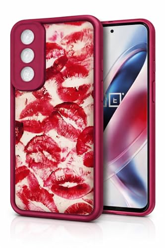 Image of COVERLY Lips Back Case Cover Compatible for OnePlus Nord 5 5G | Hot 3D Sexy Lips Retro Embossed | 360 Camera Protection | Lip Kiss Print Cute Soft Touch Liquid Silicone Phone Case (TPU | Love Red)