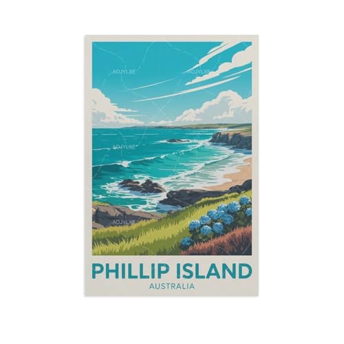 Impression de paysage urbain esthétique Phillip Island affiche haut de gamme vintage pour bureau